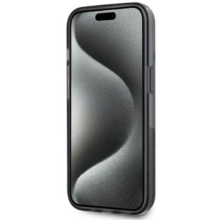 Karl Lagerfeld Liquide Glitter Monogram Gradient iPhone 15 Case - Black