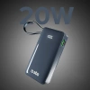 Powerbank SBS 10000 mAh 20W z wbudowanym kablem USB-C i wyświetlaczem cyfrowym - ciemnoszary