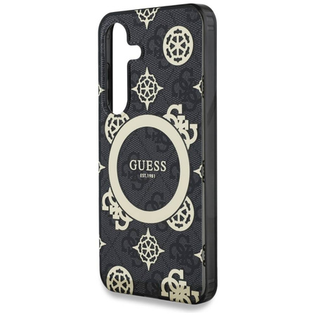 GUESS SAMSUNG S25 GUHMS25SH4PYEEK GOLD PEONY PATTERN MAGSAFE BLACK