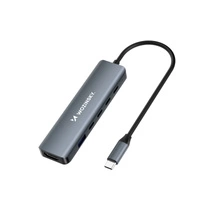 Hub USB-C 6 w 1 Wozinsky WHBC10Y4S wielofunkcyjny, aluminiowy, z kablem 25 cm - szary