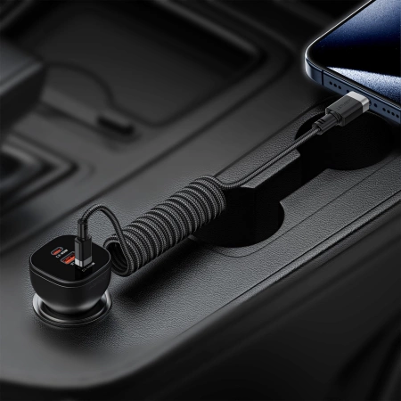Acefast C14-03 USB-C - USB-C Federkabel 480Mb/s 3A 1,2m - Schwarz