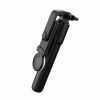 Selfie stick WH1YXS telescopic tripod 1m with round lamp and phone holder - black