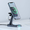 Acefast bezprzewodowa ładowarka Qi 15W do iPhone (z MagSafe), Apple Watch i Apple AirPods stojak podstawka uchwyt magnetyczny czarny (E3 black)