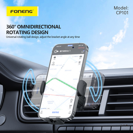Foneng Uchwyt Samochodowy CP101 z ładowaniem indukcyjnym na kratkę czarny