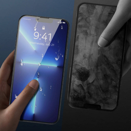 Baseus 2x Panzerglas für iPhone 12 Pro Max Privacy Anti Spy (Privatisierung) mit einer Abdeckung für den Lautsprecher + Positionierer (SGBL061002) (case friendly)
