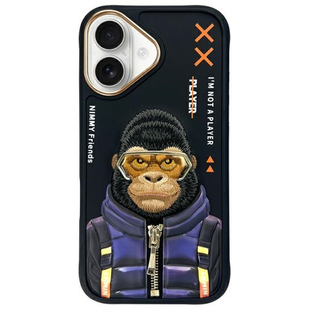 Nimmy etui iPhone 16 6.1" czarny/black Cool&Cute 2.0 Monkey