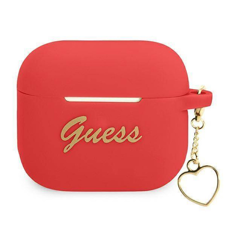 Original Handyhülle APPLE AIRPODS 3 Guess Silicone Charm Heart Collection (GUA3LSCHSR) rot