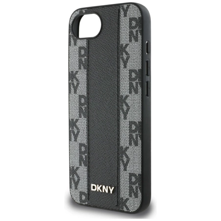 Etui DKNY Leather Checkered Mono Pattern MagSafe na iPhone 16e - czarny