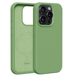 Nakładka Etteri Silicone Mag do iPhone 15 Pro 6,1" jasnozielona