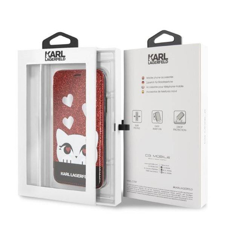 Oryginalne Etui IPHONE X / XS Karl Lagerfeld Book Valentine czerwone