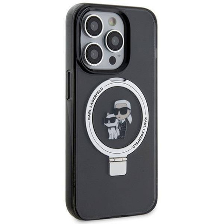 Etui Karl Lagerfeld Ring Stand Karl&Choupettte MagSafe do iPhone 15 Pro Max - czarne