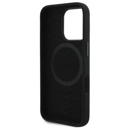 Original Handyhülle IPHONE 16 PRO BMW Hardcase Silicone Cut Tricolor Lines MagSafe (BMHMP16L23SCUK) schwarz