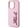 Karl Lagerfeld Wrinkled Metal Signature iPhone 15 Pro Hülle - Rosa