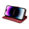 iCarer Wallet Case 2in1 etui iPhone 14 Pro Max skórzany pokrowiec z klapką Anti-RFID czerwony (WMI14220728-RD)