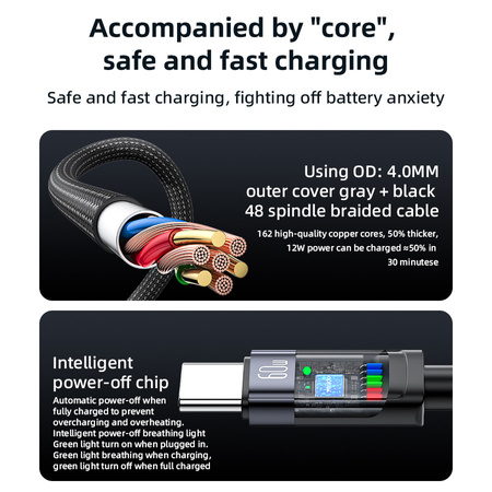 Yesido Kabel CA160 pleciony - Typ C na Typ C - PD 60W 1,2 metra czarny