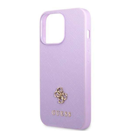 Original Handyhülle IPHONE 13 PRO MAX Guess Hardcase Saffiano 4G Small Metal Logo violett