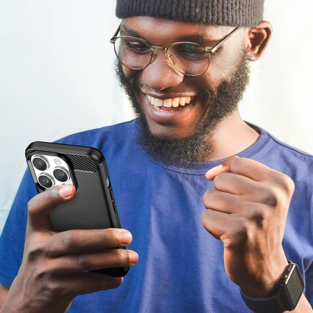 Carbon Case etui iPhone 14 Pro elastyczny żelowy pokrowiec na tył plecki czarny