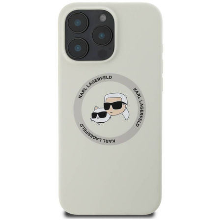 Etui IPHONE 16 PRO Karl Lagerfeld Silicone Double Heads&Circle MagSafe beżowe
