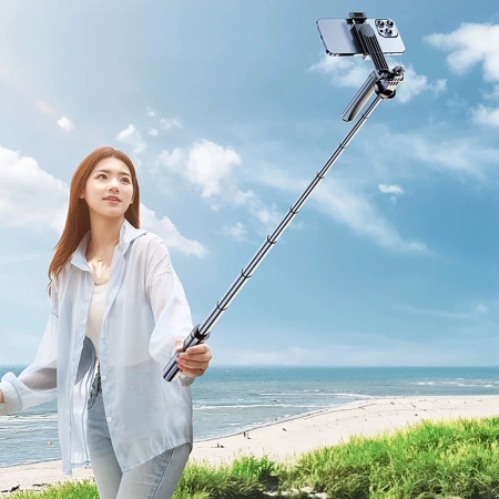 Selfie Stick WH181-Y1S Teleskopstativ 1,75 m Aluminiumlegierung mit Telefonhalter – Schwarz