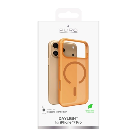 Puro Daylight Magsafe Compatible Silicone Case for iPhone 17 Pro - Translucent Orange