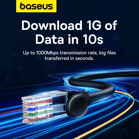 Baseus High Speed ​​Cat 5 RJ-45 Ethernet cable 1000Mb/s 1m round - black