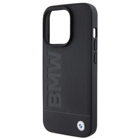 BMW Leder Hot Stamp iPhone 15 Pro Max Hülle - Schwarz