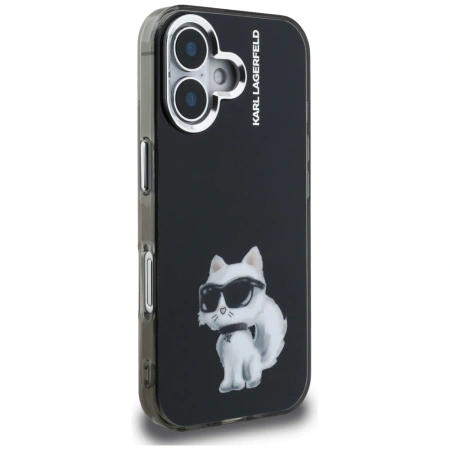 Karl Lagerfeld IML Aquarelle Choupette &amp; Logo iPhone 16 Case - Black