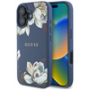 Case IPHONE 16 Guess Grained Printed Flower Pattern MagSafe blue