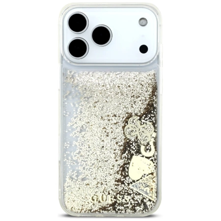 Guess Liq. Glitter 4 Charms Case für iPhone 17 Pro - Gold