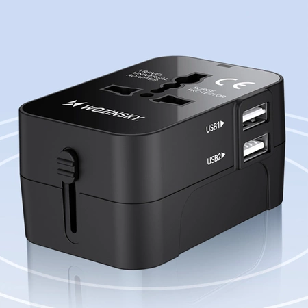 Wozinsky WUTWC Reiseadapter universal 24W EU / US / AUS / UK / 2x USB-A - Schwarz