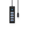 HUB 4-portowy USB-C 3.0 przewód 0,15M - czarny