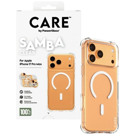 Etui CARE by PanzerGlass Fashionable Samba w. White MagSafe na iPhone 17 Pro Max - przezroczyste