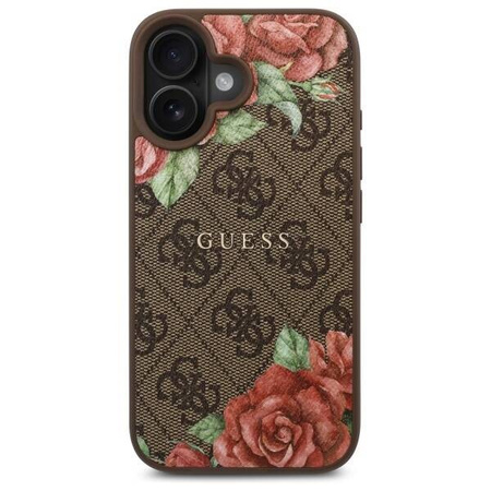 Original Case IPHONE 16 Guess Hardcase 4G Flowers Print MagSafe (GUHMP16SP4ROPEMCW) brown