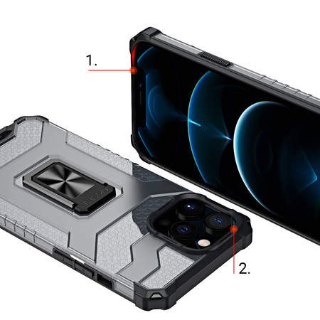 Crystal Ring Case pancerne hybrydowe etui pokrowiec + magnetyczny uchwyt iPhone 11 Pro Max czerwony