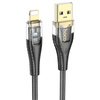 Kabel USB A do Lightning Hoco 2,4A 1,2 m U121 czarny transparentny