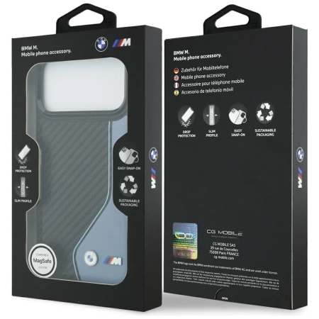 BMW M Carbon Logo MagSafe Case für iPhone 17 Pro Max – Blau