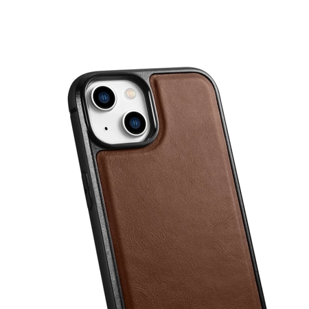 iCarer Leather Oil Wax Echtlederhülle für iPhone 14 Plus (MagSafe-kompatibel) Braun (WMI14220719-BN)