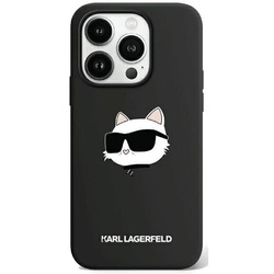 Oryginalne Etui KARL LAGERFELD hardcase Silicone Choupette Head MagSafe KLHMP15LSCHPPLK do Iphone 15 Pro Czarny