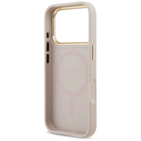 Etui Guess Grained Strass Logo MagSafe na iPhone 17 Pro - różowe