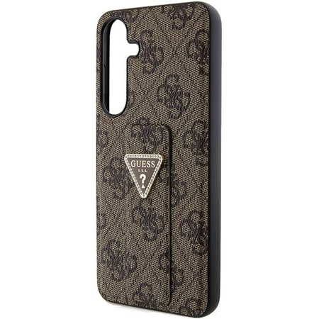 Etui Guess Grip Stand 4G Triangle Strass na Samsung Galaxy S24 - brązowe