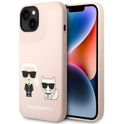 Original Case IPHONE 14 Karl Lagerfeld Hardcase Silicone Karl & Choupette Magsafe (KLHMP14SSSKCI) pink