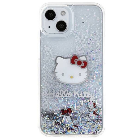 Hello Kitty Liquid Glitter Charms Kitty Head case for iPhone 14 - silver