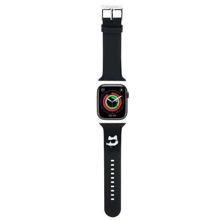 Armband für APPLE WATCH 4 / 5 / 6 / 7 / 8 / SE / ULTRA (42 / 44 / 45 / 49 MM) Karl Lagerfeld Strap 3D Rubber Choupette Head (KLAWLSLCNK) schwarz