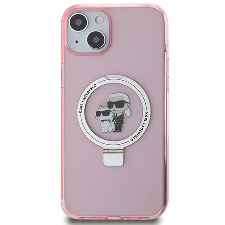 Karl Lagerfeld KLHMP15SHMRSKCP iPhone 15 6,1" rosa/rosa Hardcase Ringständer Karl&Choupette MagSafe