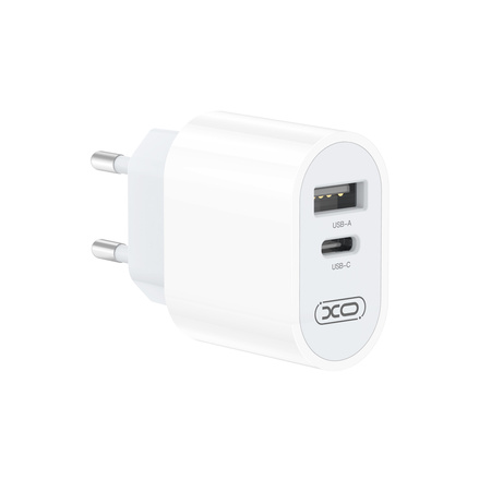 XO ładowarka sieciowa L97 1x USB 1x USB-C 2,4A biała + kabel USB-C - USB-C