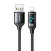 USAMS Kabel pleciony U78 lightning 1.2m LED 2.4A Fast Charging czarny/black SJ543USB01 (US-SJ543)