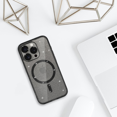 Glitter Magsafe Case do Iphone 14 Pro czarny clear