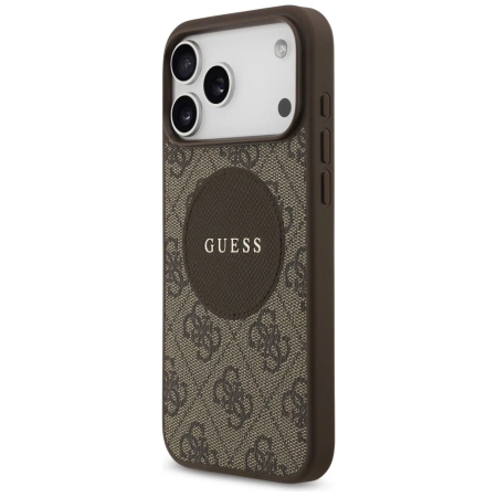 Guess 4G Circle Classic Logo MagSafe Hülle für iPhone 17 Pro Max - Braun