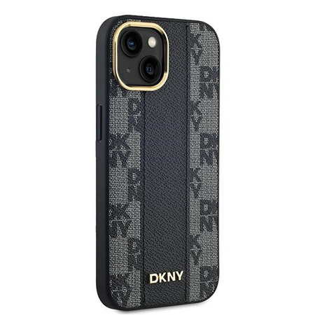 DKNY DKHMP14SPCPVSLK iPhone 14 / 15 / 13 6.1" czarny/black hardcase Leather Checkered Mono Pattern MagSafe