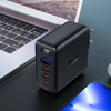 Acefast Schnellladegerät GaN 3xUSB-C/1xUSB-A 100W schwarz + abgewinkeltes Kabel USB-C - USB-C 100W 2m schwarz
